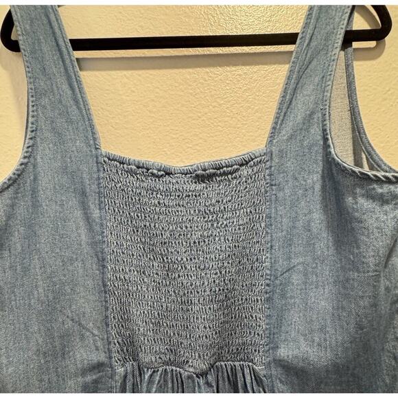 Old Navy Dress Women’s Size XL Square Neck MIDI Sleeveless Smocked Denim Coastal - Picture 6 of 8